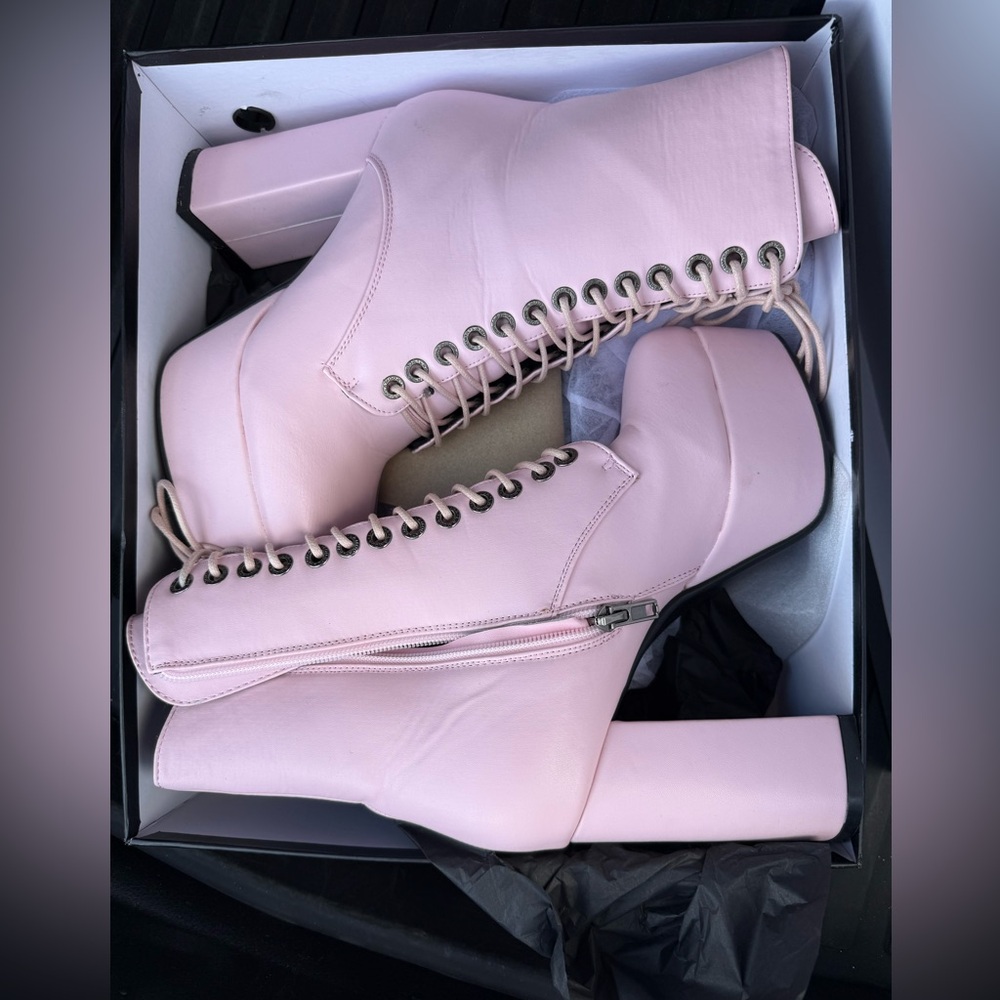 Pink Platform Ankle Boots